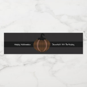 Rótulo De Garrafa De Vinho Feliz primeiro aniversario de Abóbora Retro Hallow