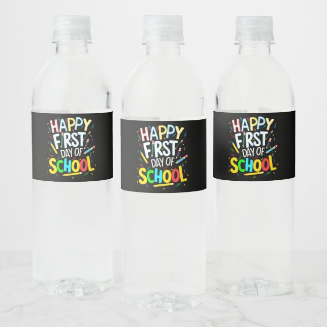 Rótulo De Garrafa De Vinho Feliz Primeiro Dia de Volta às Aulas (Garrafas)