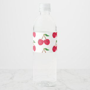 Rótulo De Garrafa De Vinho Feliz Sorriso Kawaii Fruta Cereja