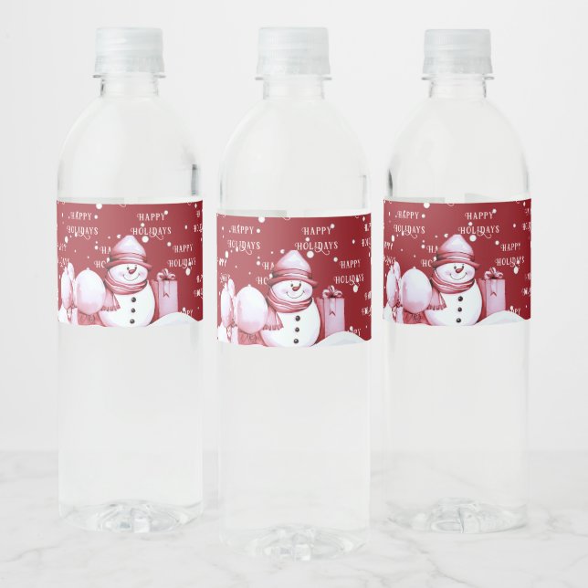 Rótulo De Garrafa De Vinho Feriado de Natal Red Snowman (Garrafas)