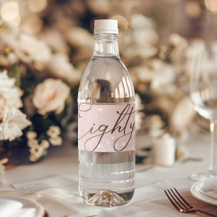 Rótulo De Garrafa De Vinho Festa de 80 Anos com Brilho em Rose Gold