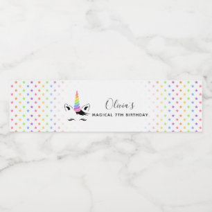 Rótulo De Garrafa De Vinho Festa de aniversário bonito Pastel Unicorn