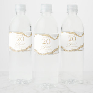 Rótulo De Garrafa De Vinho Festa de Aniversário de 20 anos em Ágata Ouro Bran