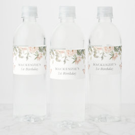 Rótulo De Garrafa De Vinho Festa de aniversário de borboleta Floral Rosa