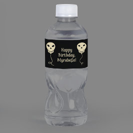 Rótulo De Garrafa De Vinho Festa de aniversário do balão do crânio