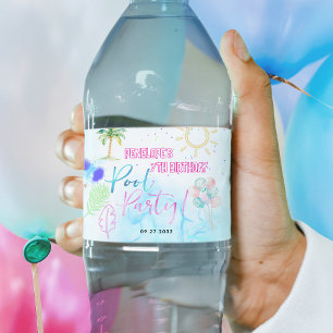 Rótulo De Garrafa De Vinho Festa de Aniversário Moderna com Neon e Aquarela n
