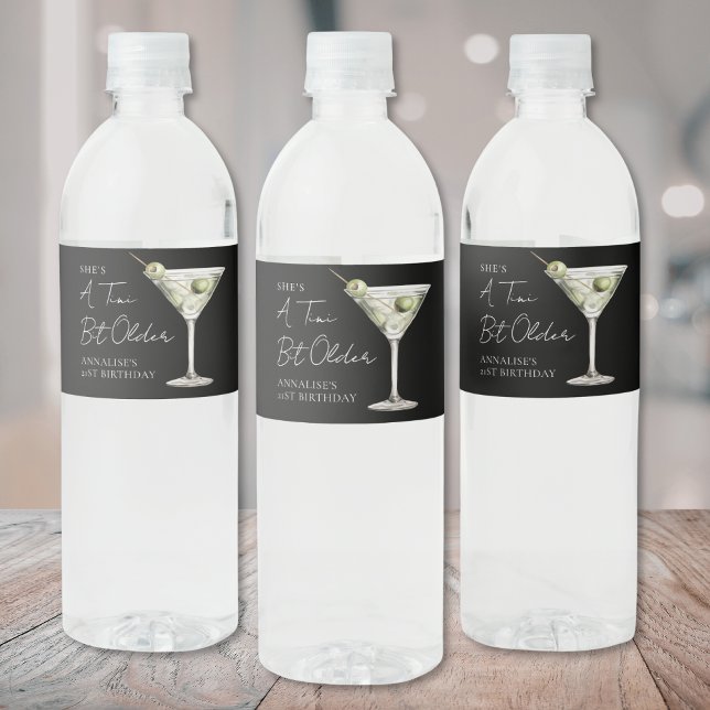 Rótulo De Garrafa De Vinho Festa de aniversário Tini Bit Older Martini (Tini Bit Older Martini Birthday Party Water Bottle Label)