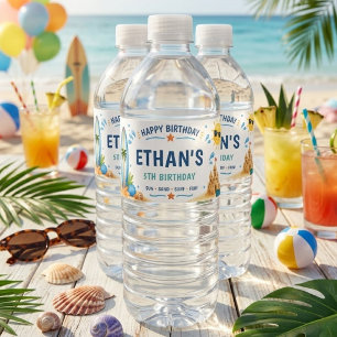 Rótulo De Garrafa De Vinho Festa de Aniversário Tropical Personalizada de Pra