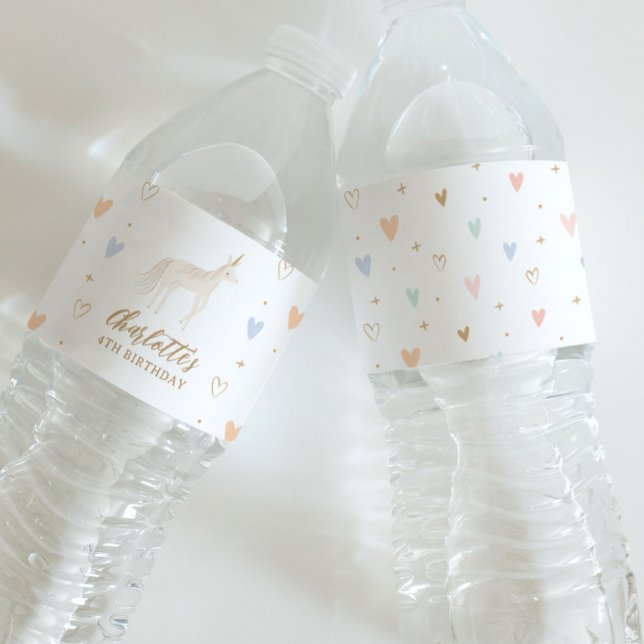 Rótulo De Garrafa De Vinho Festa de aniversário Unicorn (Criador carregado)