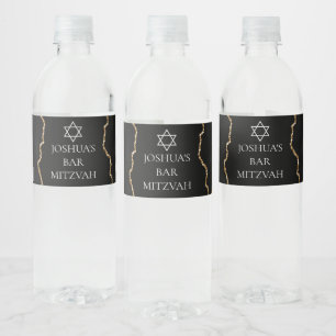 Rótulo De Garrafa De Vinho Festa de Bar Mitzvah Chic Black Gold personalizada