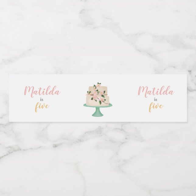 Rótulo De Garrafa De Vinho festa de bolo de aniversário editável (Rótulo Único)