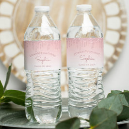 Rótulo De Garrafa De Vinho festa de formatura de Coleta Glitter Rosa 2024