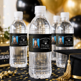 Rótulo De Garrafa De Vinho Festa de Formatura Foto de Graduado com Confetes D