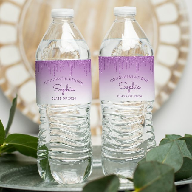 Rótulo De Garrafa De Vinho festa de formatura Roxo 2024 (Criador carregado)