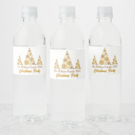 Rótulo De Garrafa De Vinho Festa de Natal Personalizada Chic Dourada Snowflak