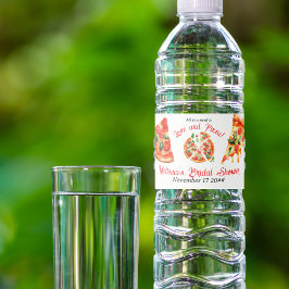 Rótulo De Garrafa De Vinho Festa de Noivado com Fatia de Pizza e Amor Italian