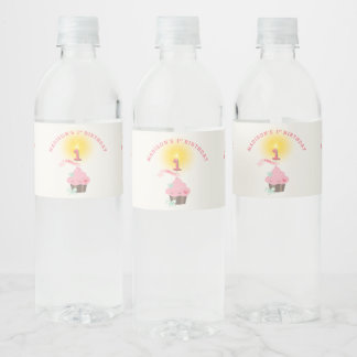Rótulo De Garrafa De Vinho Festa de primeiro aniversario da Menina Rosa Cupca