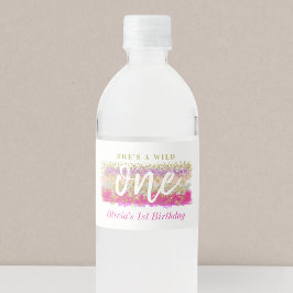 Rótulo De Garrafa De Vinho Festa de um ano da menina selvagem boho floral