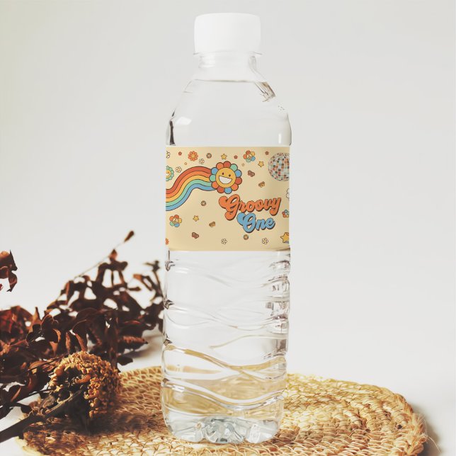 Rótulo De Garrafa De Vinho Festa do primeiro aniversario Arco-Íris Retroativo (Criador carregado)