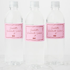 Rótulo De Garrafa De Vinho Fim de Semana de Despedida de Solteira Cereja Rosa