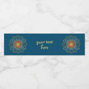 Rótulo De Garrafa De Vinho Flor Da Vida - Vintage Ornament Mandala 1