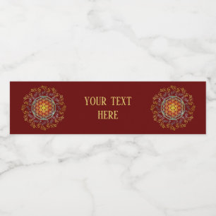 Rótulo De Garrafa De Vinho Flor Da Vida - Vintage Ornament Mandala 1