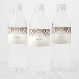 Rótulo De Garrafa De Vinho Floral and Pearl Embellishments Water Bottle Label