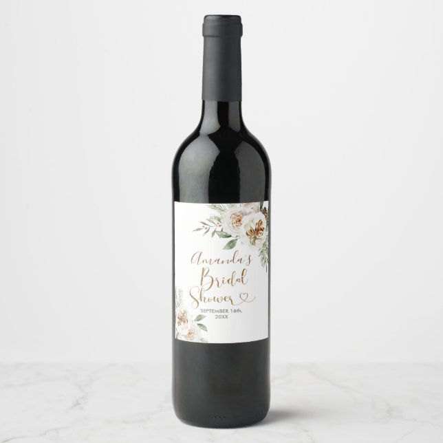 Rótulo de Garrafa de Vinho Floral Branco de Invern (Frente)