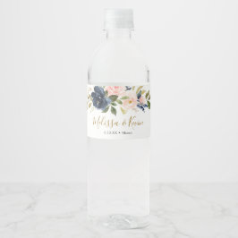 Rótulo De Garrafa De Vinho Floral de marinho e Blush