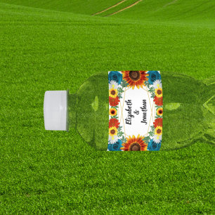 Rótulo De Garrafa De Vinho Floral Geométrico de Verão no Quintal