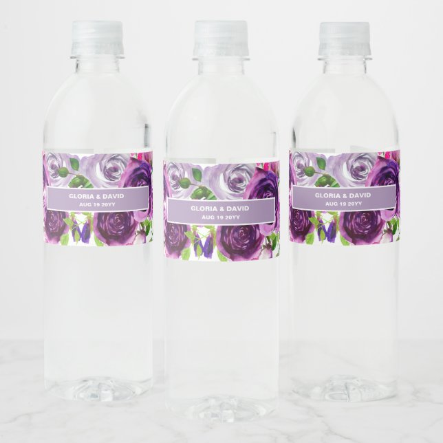 Rótulo De Garrafa De Vinho Floral Róseo Romântico (Garrafas)