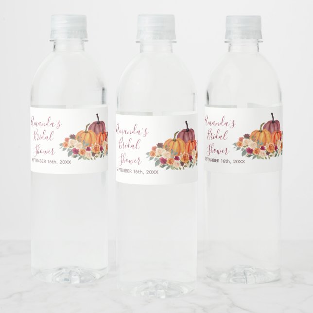 Rótulo De Garrafa De Vinho Floral Rústico Abóbora Laranja Queimada (Garrafas)
