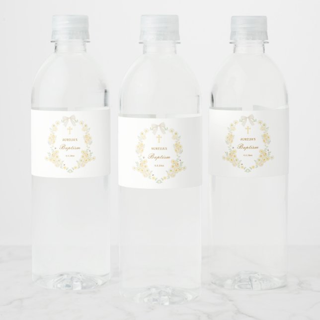 Rótulo De Garrafa De Vinho Flores Amarelas Quadro Arco Batismo (Garrafas)