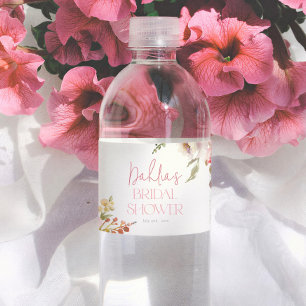 Rótulo De Garrafa De Vinho Flores em Aquarela Chá de Noiva Jardim Elegante