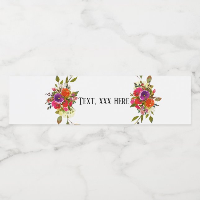 Rótulo De Garrafa De Vinho Flores florais roxas (Rótulo Único)