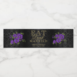 Rótulo De Garrafa De Vinho Flores Roxas - Comer, Beber e Casar