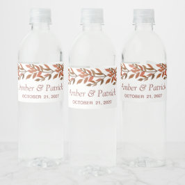 Rótulo De Garrafa De Vinho Folhagem Outonal em Aquarela Casamento