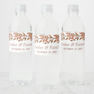Rótulo De Garrafa De Vinho Folhagem Outonal em Aquarela Casamento