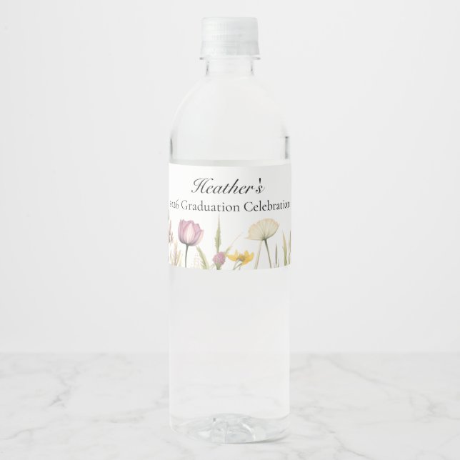 Rótulo De Garrafa De Vinho Formatura da Flor Silvestre (Frente)