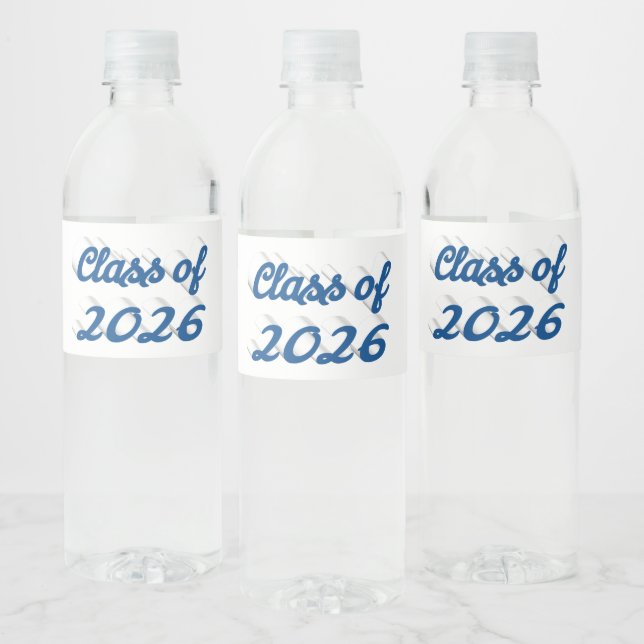 Rótulo De Garrafa De Vinho Formatura da turma de 2026 com letra azul (Garrafas)