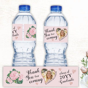 Rótulo De Garrafa De Vinho Foto em Forma de Coração Personalizada Rosa Agrade