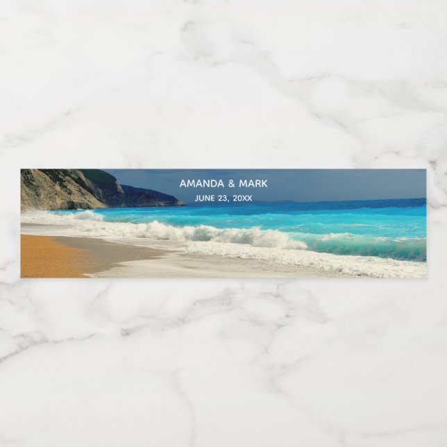 Rótulo De Garrafa De Vinho Fotografia tropical do Mar Azul, Belo Turquesa (Rótulo Único)