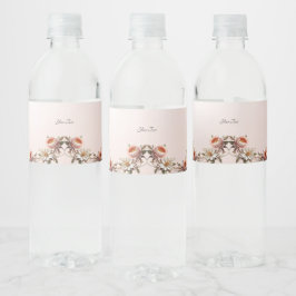 Rótulo De Garrafa De Vinho Garrafa de Água com Flores Cor-de-Rosa e Brancas D