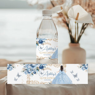 Rótulo De Garrafa De Vinho Garrafa de Água Quinceañera Princesa Azul Bebê e D