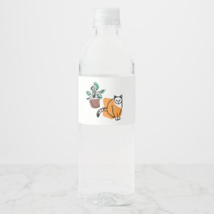 Rótulo De Garrafa De Vinho Gato e planta
