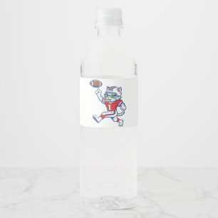 Rótulo De Garrafa De Vinho Gato engraçado jogador de futebol americano