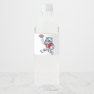 Rótulo De Garrafa De Vinho Gato engraçado jogador de futebol americano