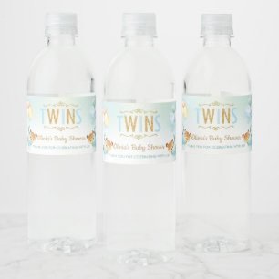 Rótulo De Garrafa De Vinho Gêmeos bonitos, Chá de fraldas de Urso de Teddy