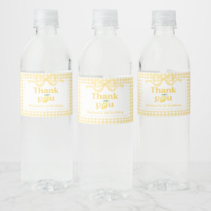 Rótulo De Garrafa De Vinho Gingham Lemon Themed primeiro aniversario