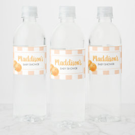 Rótulo De Garrafa De Vinho Gingham Orange Baby Shower